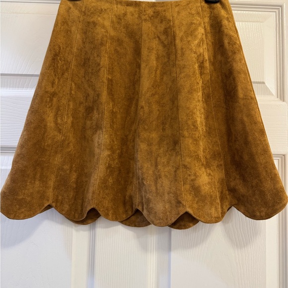 Brown Faux Suede Button-Up Skirt - Picture 3 of 4